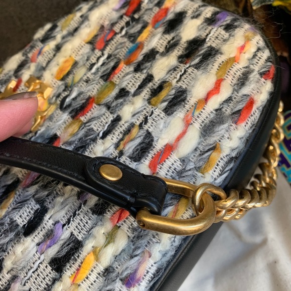 Authentic TORY BURCH Leather/Colorfull tweed top zip Crosby - Picture 11 of 16